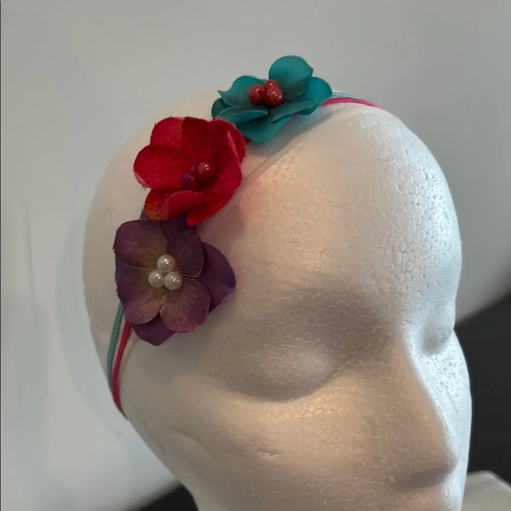 Floral Kids Headbands Set - Teal, Pink, Purple